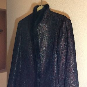 Coat with faux fur trim